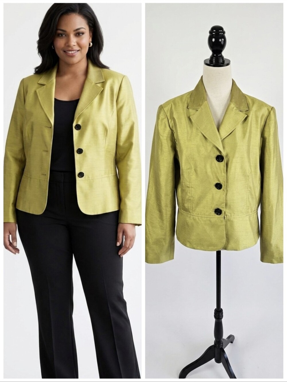 Julian Taylor Chartreuse Blazer  Professional Stunning Chic Women's Plus Size 18